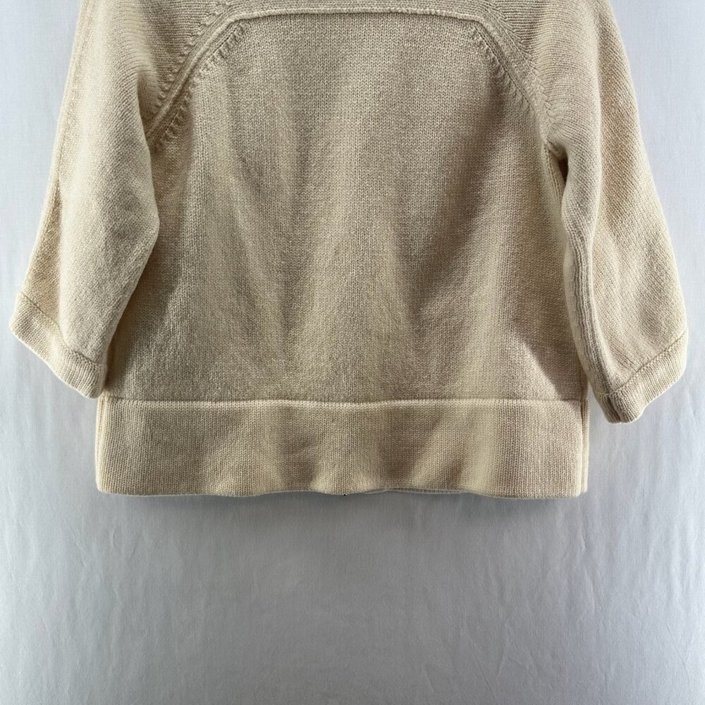 AKRIS Punto Sweater Size 10 Wool Knit Full Zip Cardigan Pockets 3/4 Sleeve Ivory - Picture 7 of 14